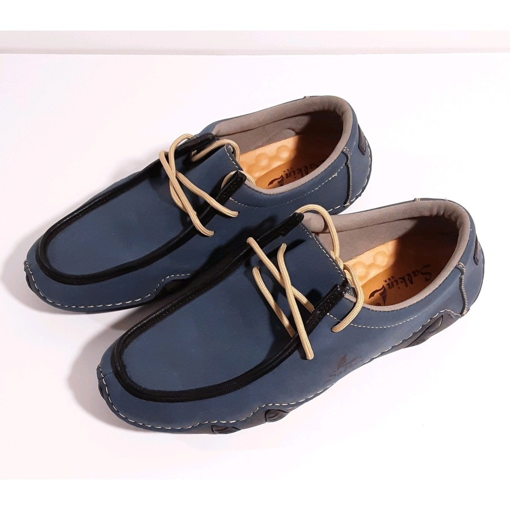 Salkin  Driving Shoes Loafer Slip On Blue Nubuk Leather Women's Size 10 EU42